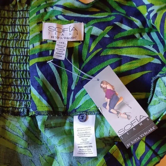 NWT SOFIA Vergara Tropical Peplum Top Women's 3XL - Picture 6 of 7